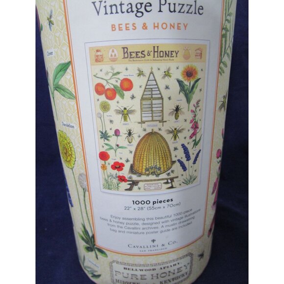 Cavallini Co Bees Honey 1000 Piece Vintage Puzzle Used Open Box - Picture 9 of 14